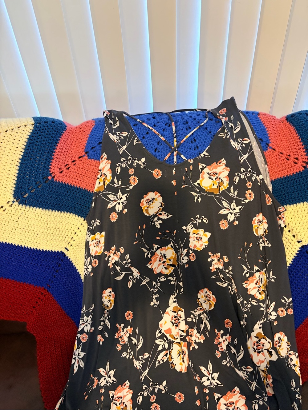 Maurices Black Floral Skater Skirt with Yellow & Peach Blooms